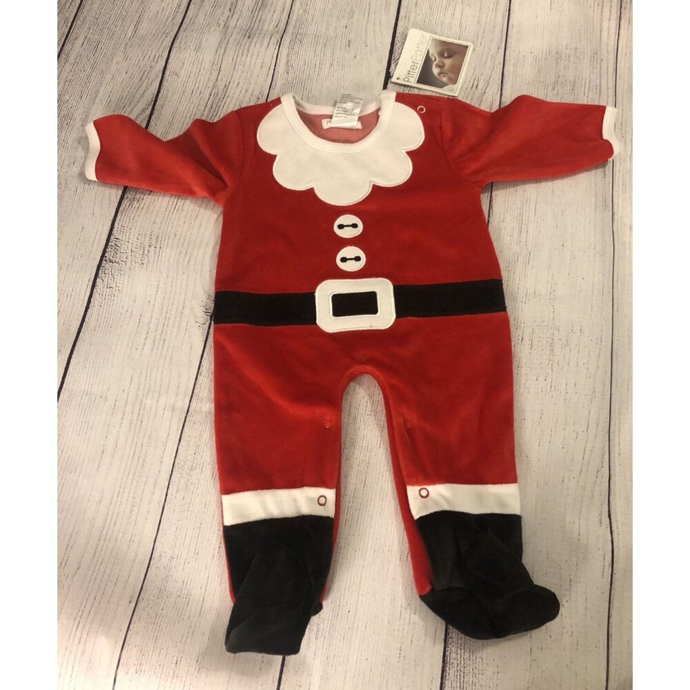 Santa Size 0-3 M Velour One piece Overalls